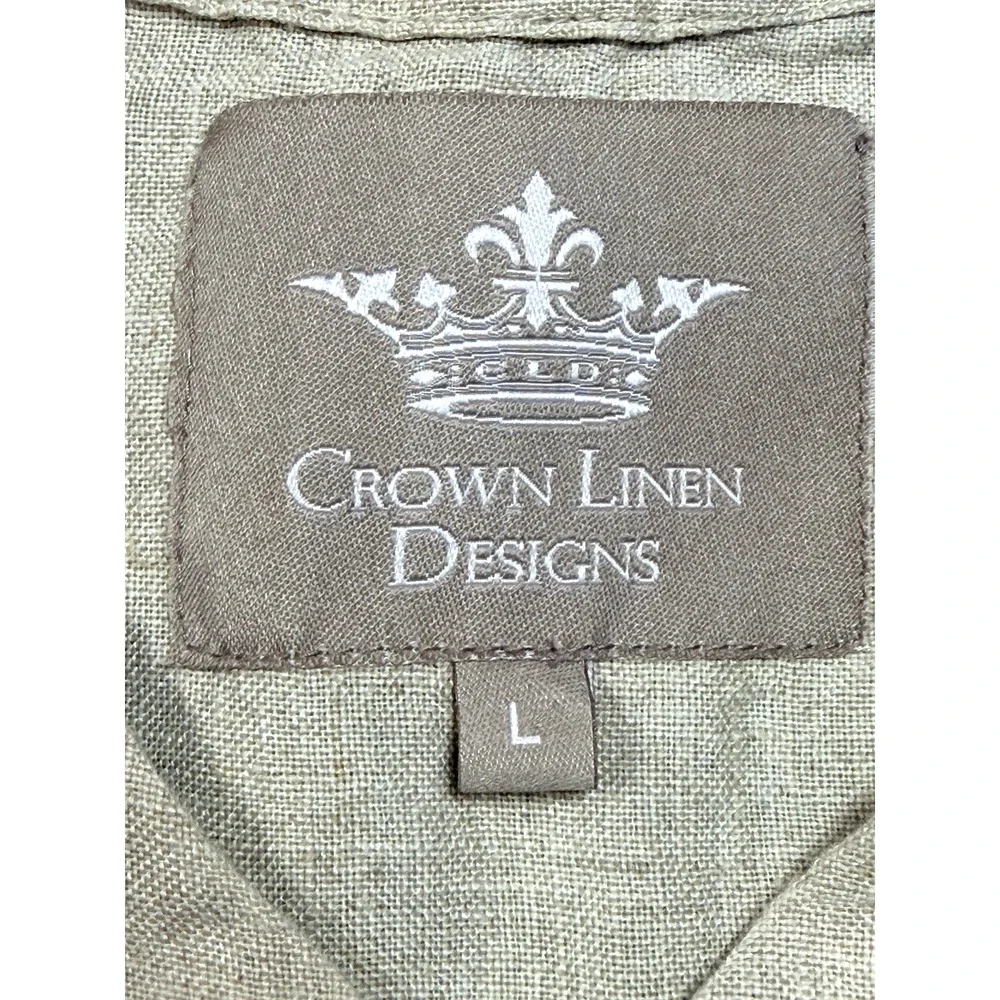 Crown Linen Designs Bella Bell Sleeve Top Large Flax Beige V-Neck Linen Tunic - Picture 7 of 12